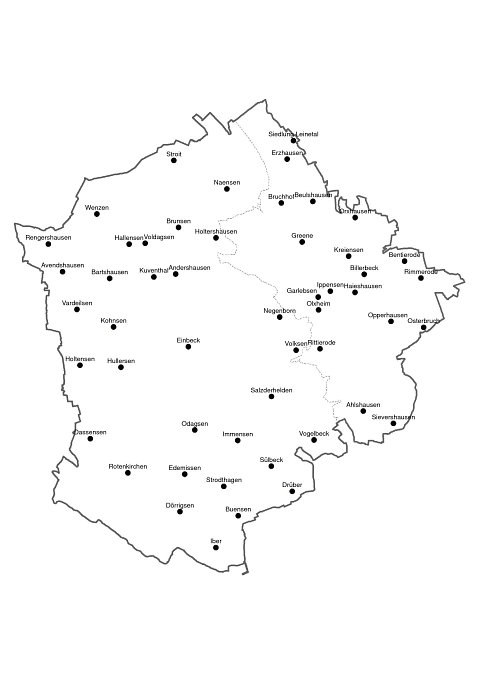 Ortschaften im Überblick Ortschaften im Überblick © Stadt Einbeck